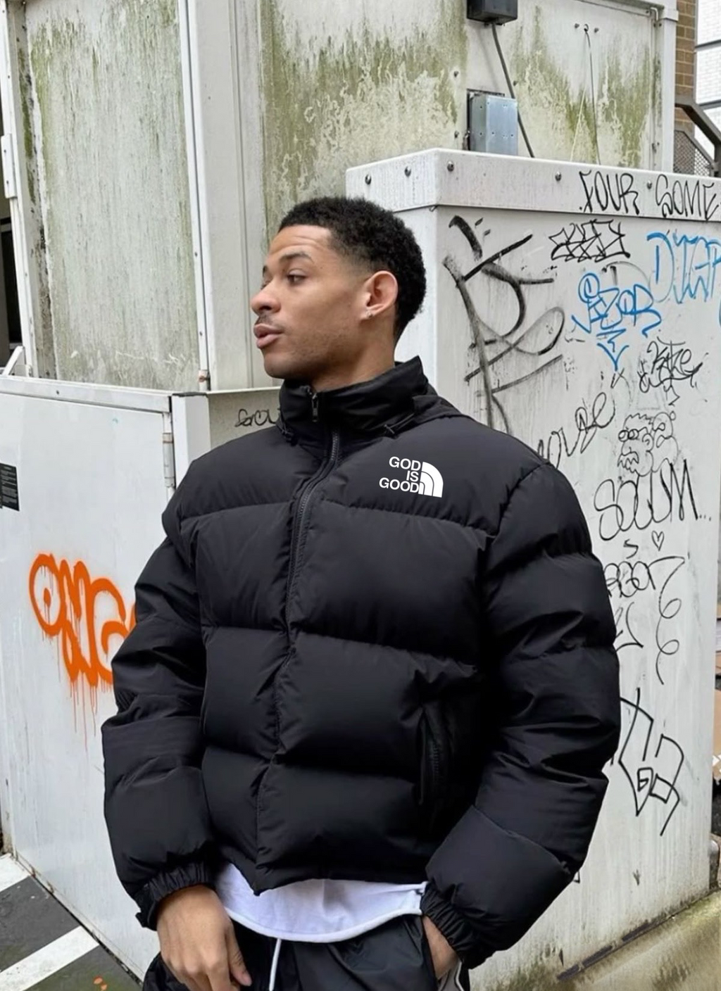 God Is Good Puffer Coat